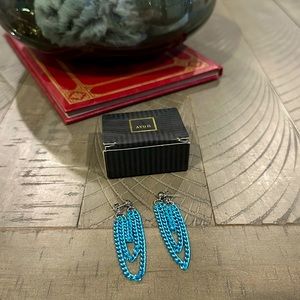 Vintage Avon Shimmering Drape Earrings - Blue/Silver - Pierced, 1994!